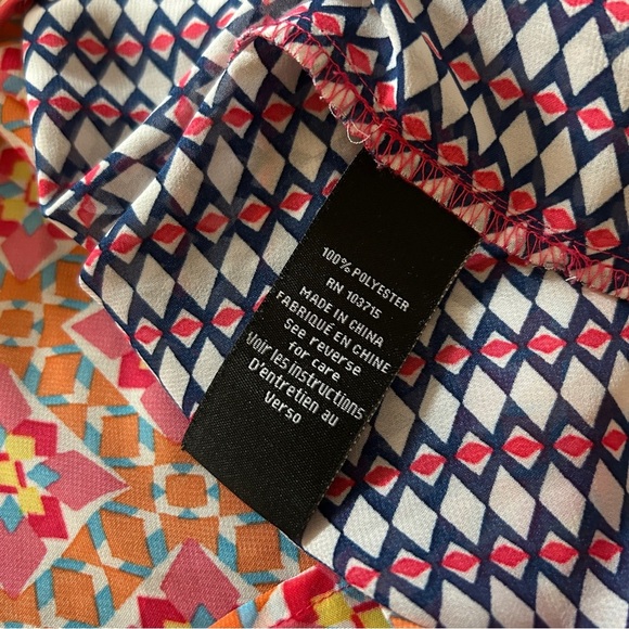 Zac & Rachel Orange and Black Geometric Blouse L - Picture 6 of 9